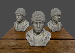 eminem 3d retrato escultura estatua 3dprint miniaturas figuritas arte esculturas busto violador humano personas cabeza rapero 3d print model - Mito3D