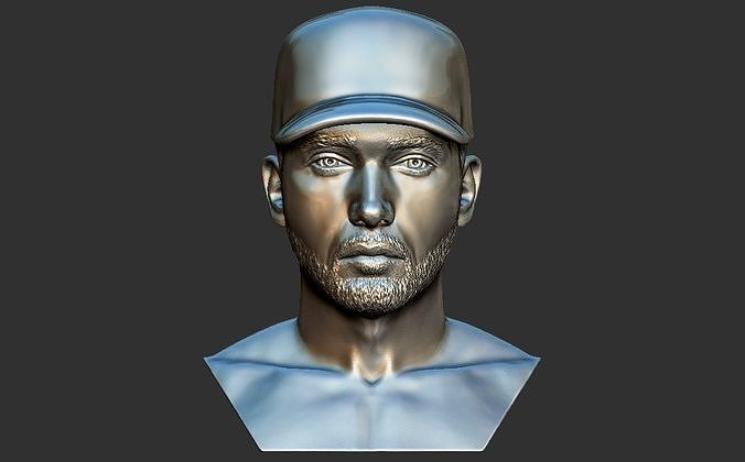 Eminem büst 3d baskı rapçı şöhret tanınmış Kanye batı Jay Tupac Shakur kötü şöhretli büyük biggie küçük nas Wayne dababy dre meraklı dogg Sanat heykeller 3D print model - Mito3D