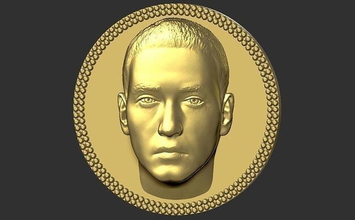 Eminem médaillon pendentif 3d impression prêt stl obj Tupac Shakur rappeur rap célèbre gros biggie célébrité geai espionner dogg Kanye Ouest Travis Scott dre art sculptures 3d print model - Mito3D