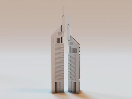 emirati torri dubai Emirati Arabi Uniti grattacielo Torre burj edificio arabo khalifa punto riferimento città architettura esterno 3dprint 3d emiratestorri arte sculture 3d print model - Mito3D