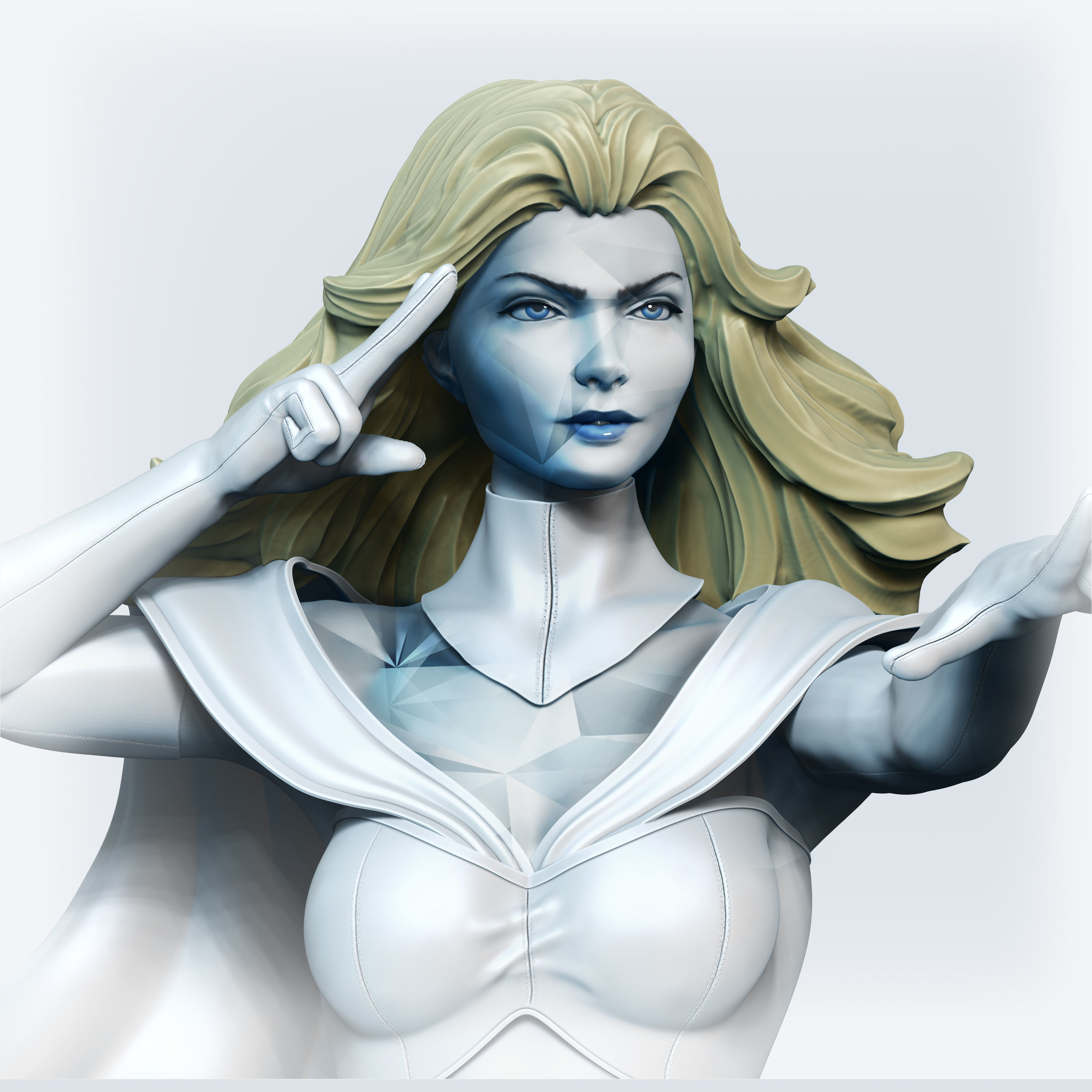 emma brina x men donna statua scultura 3d emmafrost uomini regina bianca meraviglia stl arte sculture 3D print model - Mito3D