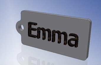 emma name tag key chain fob zipper 2x1x02in 50x25x5mm thick fashion keychain keyfob other zip zippertag ziptag 3d print model - Mito3D