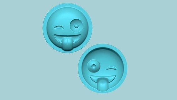 emoji 08 parpadeo moldura arreglo eva espuma arte canta artesanía artesano molde especial emoticon sonreír reaccionar cara Arte 3d print model - Mito3D