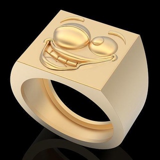 emoji visage bande dessinée bague or argent bijoux 3d imprimable modèle tendance mode fantaisie zbrush conception mariage engagement drôle anneaux 3d print model - Mito3D