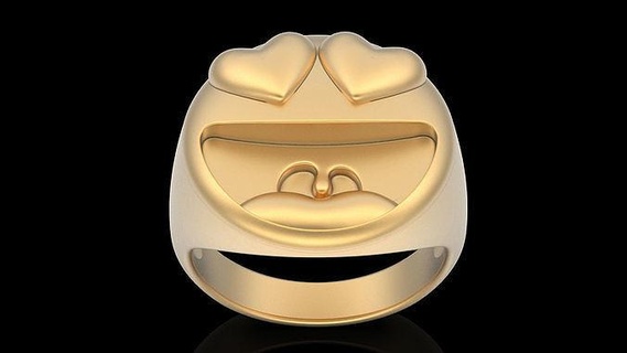 emoji face comic ring silver gold jewelry 3d printable model jewwelry sterling fashion fantasy engagement design rings wedding zbrush trend 3d print model - Mito3D
