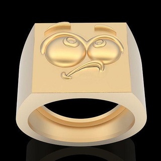 emoji visage bande dessinée bague argent or bijoux 3d imprimable modèle conception zbrush tendance mode fantaisie engagement mariage anneaux 3d print model - Mito3D