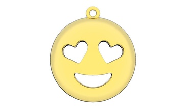 emoji oro pendente stampabile smiley amore gioielleria 3dm stl file sorridi 3d stampa modello argento cuore collana rinoceronte solidscape modellazione ciondoli 3d print model - Mito3D