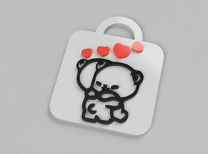 emoji llavero oso osito peluche llave Arte 3d print model - Mito3D