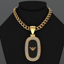 emporio armani diamond enamel pendant jewelry jewellery gold printable fashion giorgio ename black people human exclusive brand ring earring pendants 3d print model - Mito3D