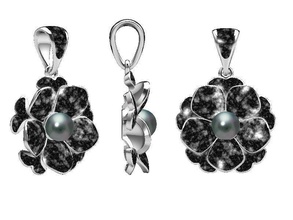 enamel flower pendant jewelry silver sterling 925 gold printable jewel pendants 3d print model - Mito3D