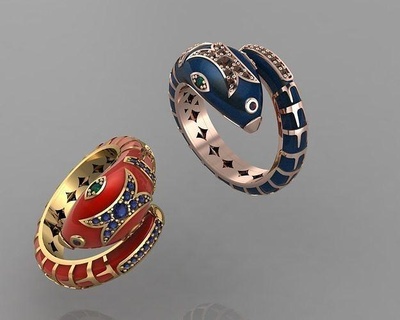 enamel snake ring 3d print model jewelry printable luxury stl rings 3d print model - Mito3D