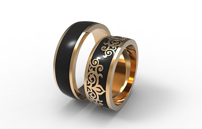 matrimonio smaltato bande anelli nozze smalto oro squillare gioielleria 3D print model - Mito3D