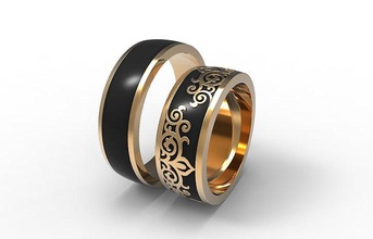 Emaillehochzeit Bands Ringe Hochzeit Emaille Gold Ring Schmuck 3d print model - Mito3D