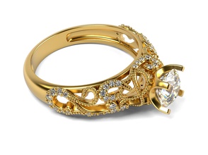 verzauberte Verlobungsring Schmuck engagement ring Juwel gold diamond drucken bedruckbar ist Ringe 3d print model - Mito3D