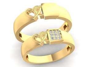 amor diamante bloquear corazón Boda anillo 3227 diseño joyería joya Moda accesorios oro anillos 3d print model - Mito3D