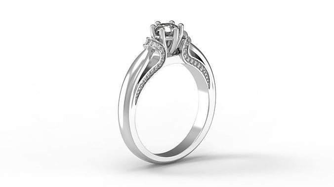 eng022 nişan yüzük 035ct merkez taş mücevher takı yazdırılabilir elmas altın parlak moda güzellik düğün yüzükler 3D print model - Mito3D