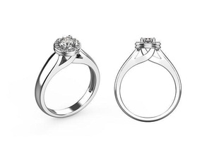 eng023 engagement Halo bague 035ct centre calcul bijoux imprimable bijou diamant or brillant mode gemme beauté mariage anneaux 3d print model - Mito3D