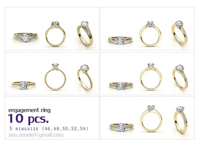 eng set 03 10 rings 5ringsize jewelry diamond ring printable engagement gem wedding necklace brilliant sterling pendant silver platinum brillant gold white 3d print model - Mito3D