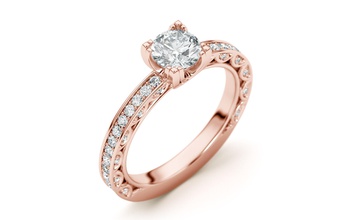 el compromiso anillo de diamantes la joyería 3d brillante clásico diamante engagem gem oro platino imprimible ronda plata blanco moda y belleza piedras laterales vintag los anillos 3d print model - Mito3D