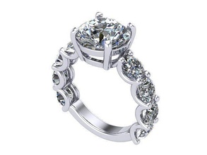 engagement diamond ring golden silver jewelry rings 3d print model - Mito3D