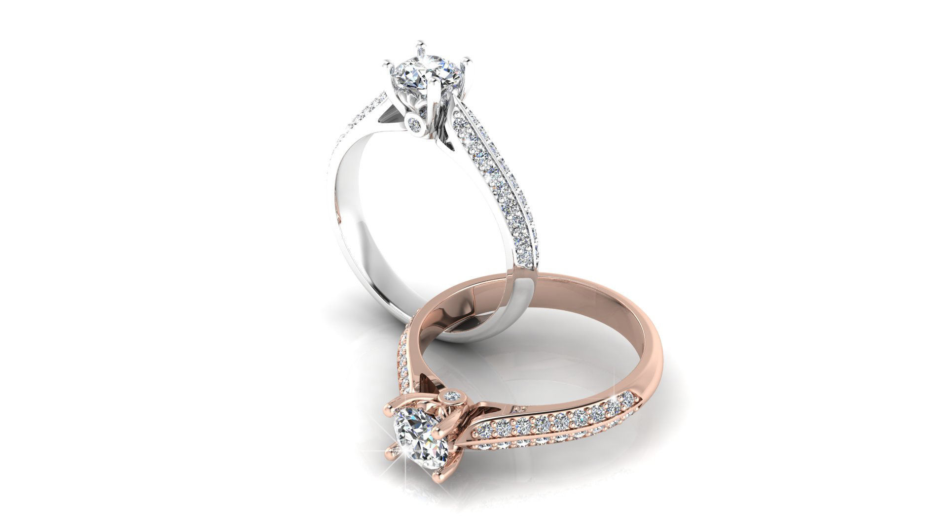 nişan elmas yüzük 2 aşk evli altın elmaslar özel beyaz takı yüzükler mücevher yazdırılabilir gümüş kutlama doğum günü benzersiz sterlin düğün 14k 3D print model - Mito3D