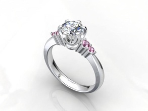 engagement diamond solitaire ring cad design-cc109-stv women gemstone jewelry wedding fashion gold gift model rings platinum 3d print models pt3d 3d print model - Mito3D