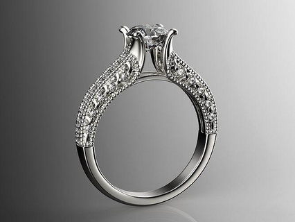 Fidanzamento moda squillare gemma 0064 Stampa pronto 3d diamante oro platino gioielleria anelli brillante lusso gioiello nozze 3d print model - Mito3D