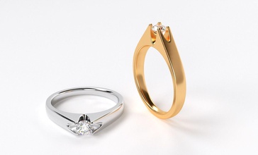o envolvimento de um anel ouro 4mm diamante redondo jóias engajamento prata cad printable brilhantes anéis 3d print model - Mito3D