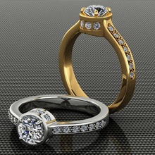 engagement half-carat diamond ring accent side stones jewelry carat jewel jewellery italian ladies white gold wedding rings 3d print model - Mito3D