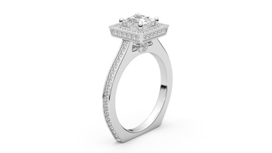 impegno di halo anello gioielli 3d brillante classica diamante fidanzamento gemma oro principessa stampabile giro argento piazza la visualizzazione il rendering anelli 3d print model - Mito3D
