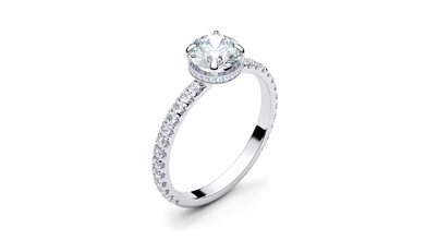 compromiso aureola anillo cortar 3d brillante clásico diamante enganchar joya gemas oro joyería Pera imprimible plata nimbo anillos 3d print model - Mito3D