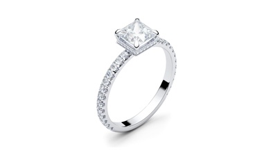 el compromiso anillo de halo, corte princesa la joyería 3d brillante clásico diamante gem oro halo nimbus imprimible ronda plata square los anillos 3d print model - Mito3D