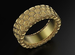 engagement honeycomb ring 642 3dprinted design fashion gold golden jewel jewellery jewelry print printabl printable printing prototyping rings silver 3d print model - Mito3D