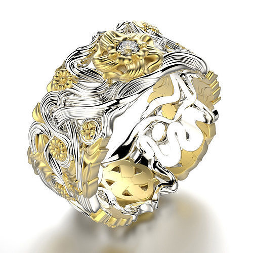engagement jewelry gold wedding ring 0118 set sizes 3dm stl fashion jewel jewellery design luxury women female 3d model printable proposal rings 3D print model - Mito3D