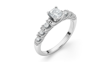 compromiso asscher cortar anillo esmeralda 3d brillante clásico diamante enganchar joya oro joyería modelo imprimible plata vendimia cuadrado anillos 3d print model - Mito3D