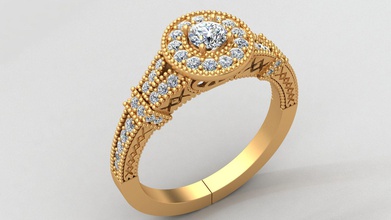 el compromiso de patrón diamante anillo oro la joyería boda imprimible moda mujer niña arete personas humanos lujo joya pulsera los anillos 3d print model - Mito3D