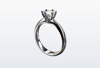 engagement ring platinum jewelry gold printable brilliant diamond luxury precious love brillant tiffany classic 3d tifanny 1ct jewellery rings 3d print model - Mito3D