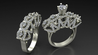 engagement bague mariage promettre brillant diamant argent mode beauté gemme bijoux Marquise fleur semi monter zee or anneaux 3d print model - Mito3D