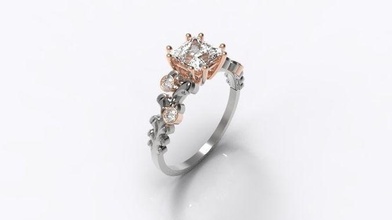compromiso anillo Art Nouveau joyería joya diamante imprimible matriz 3dmodel Moda oro rosa brillante anillos 3d print model - Mito3D
