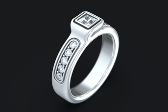 engagement ring princess cut ct wedding bridal marriage gemstone band diamond eternity fashion female fine jewelry jewellery rings 3d print model - Mito3D