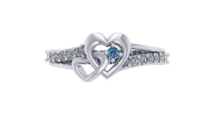 engagement ring hart schmuck modern kunst silber gold design liebe druckbar diamant ringe mode herz 3d print model - Mito3D