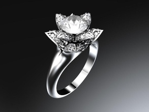 loto compromiso anillo flor diamante imprimible joyería joya anillos 3d print model - Mito3D