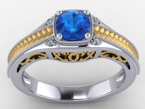 anillo de compromiso la joyería filigrana milgrain hermoso ronda gem los anillos 3d print model - Mito3D