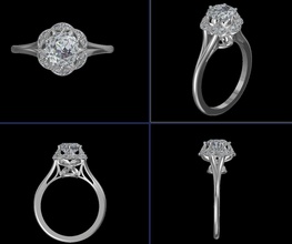 engagement ring jewelry engagementring dimaond flowerhalo halo rings 3d print model - Mito3D