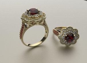 anel de noivado jóias ouro diamante printable o engajamento branco halo gem platina casamento luxo 1ct rodada senhoras anéis 3d print model - Mito3D