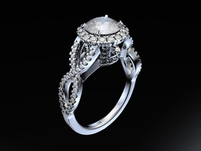 engagement ring Schmuck diamond gold halo bedruckbar ist Ringe 3d print model - Mito3D