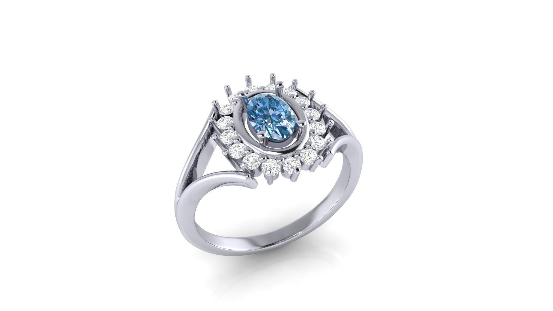 Verlobungsring 014 Juwel engagement Luxus gem Platin bedruckbar ist Silber Ehe Mode ring diamond paar Liebe Diamanten stilvoll modern cnc cocktail Schmuck Ringe 3D print model - Mito3D