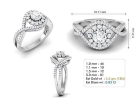 engagement bague 100 platine bijoux précieux gemme luxe brillant accessoire carat mode argent imprimable diamant anneaux 3d print model - Mito3D