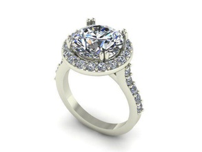 nişan yüzüğü 10mm yuvarlak merkezi taş w halo takı yüzük elmas beyaz yazdırılabilir mücevher moda yeni gelin düğün platin altın sterling 3d print model - Mito3D