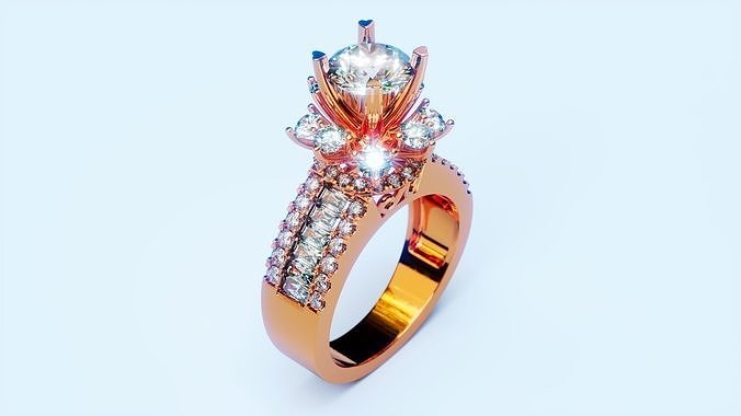 engagement ring 15 jewel jewelry jewellery printable printing gold silver diamond wedding platinum fashion rings gem precious design 3D print model - Mito3D